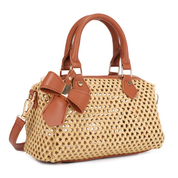 MIRA MINI STRAW TOP HANDLE CROSSBODY BAG for wholesale by KAYLA+AVA