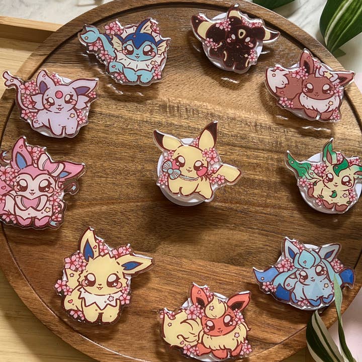 Peony Lee Art - Wholesale Phone Grip - Cherry Blossom Elemental Evolutions Glitter Epoxy Acrylic Phone Grips9