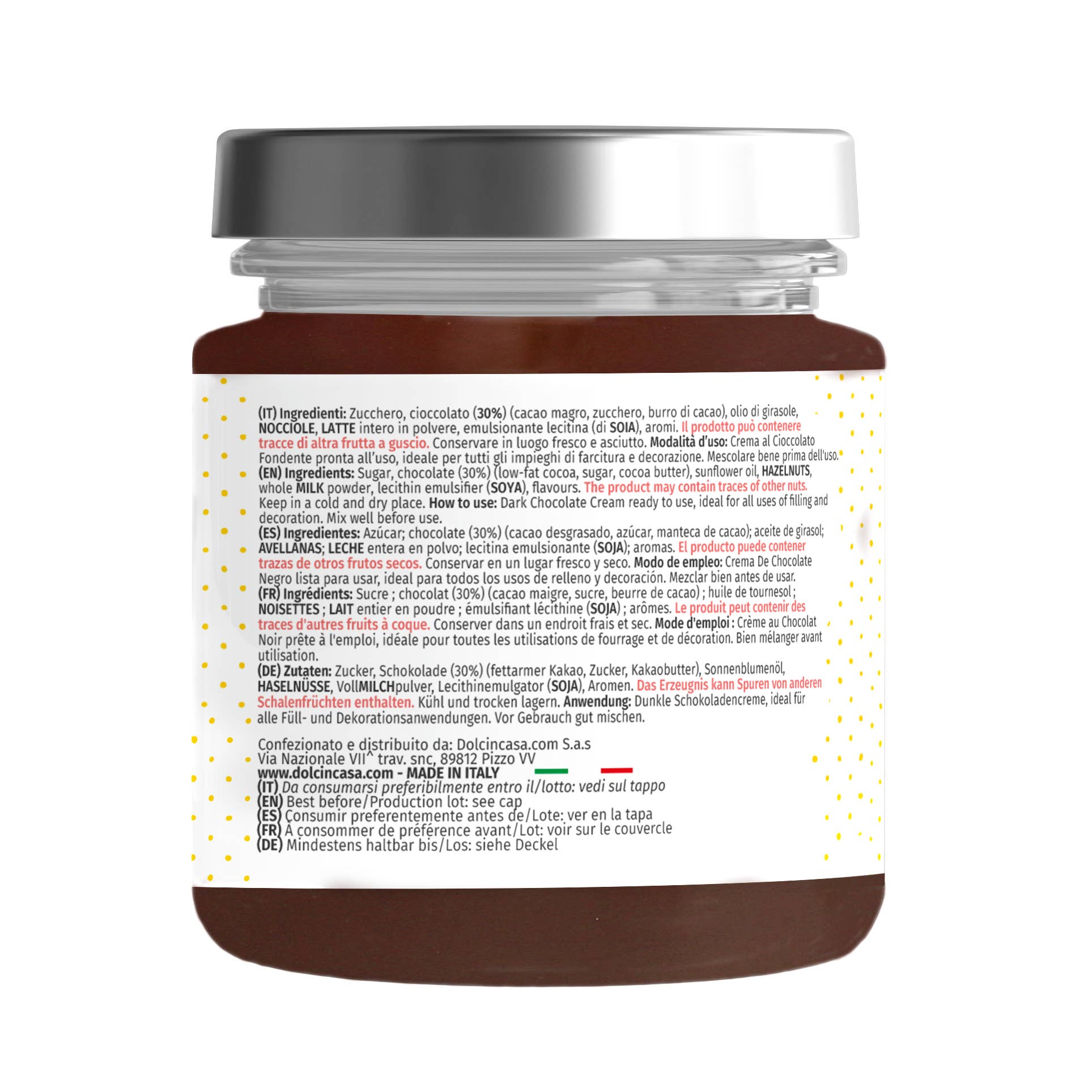 Dolcincasa.com - Vente Chocolat - Crème au chocolat tartinable sans gluten 200 g2