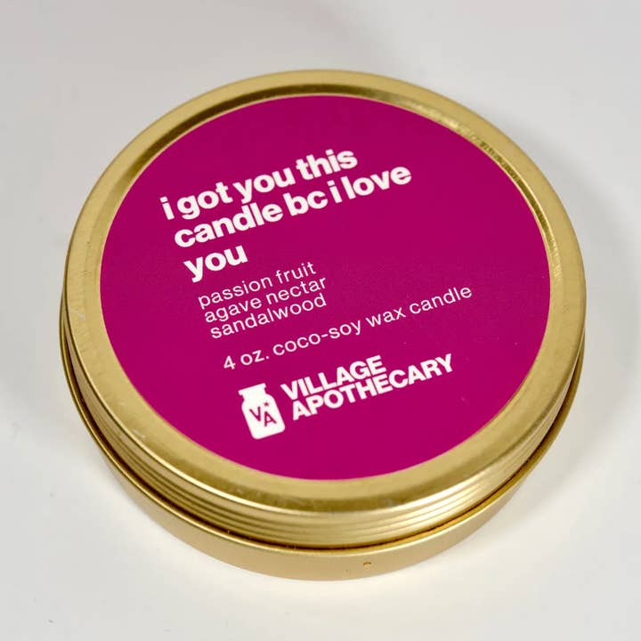 Village Apothecary Candle Co. - Wholesale Travel Candles - "...bc i love you" Travel Mini | Clean Coco-Soy Candle 4 oz.