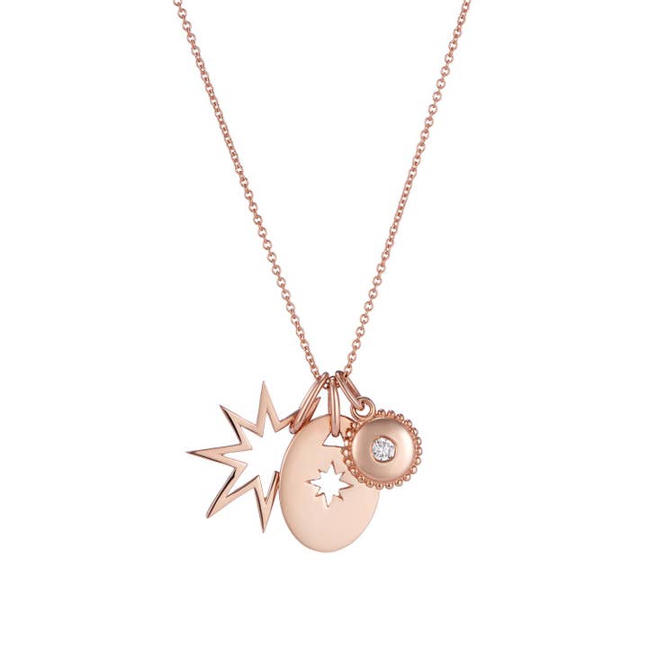 Juego de colgante con dije de estrella, disco dorado y joya para venta al por mayor de One and One Studio