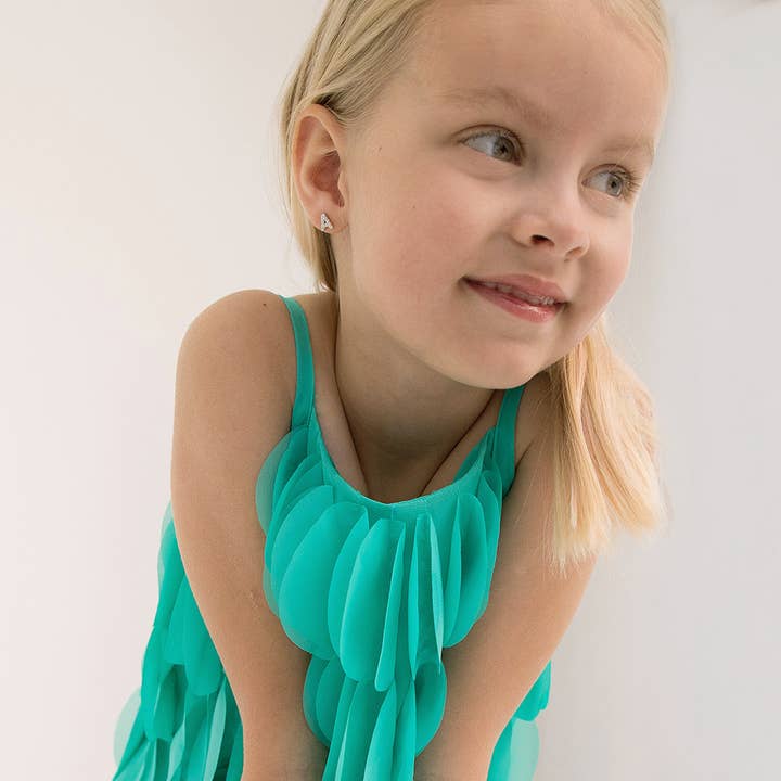 In Season Jewelry - Wholesale Earrings - Kids - CZ Letter Initial Girls / Kids Earrings - Sterling Silver8