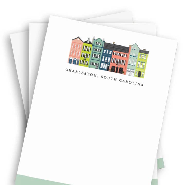 Texture Design Co - Wholesale Notepad - Charleston Rainbow Row Notepad