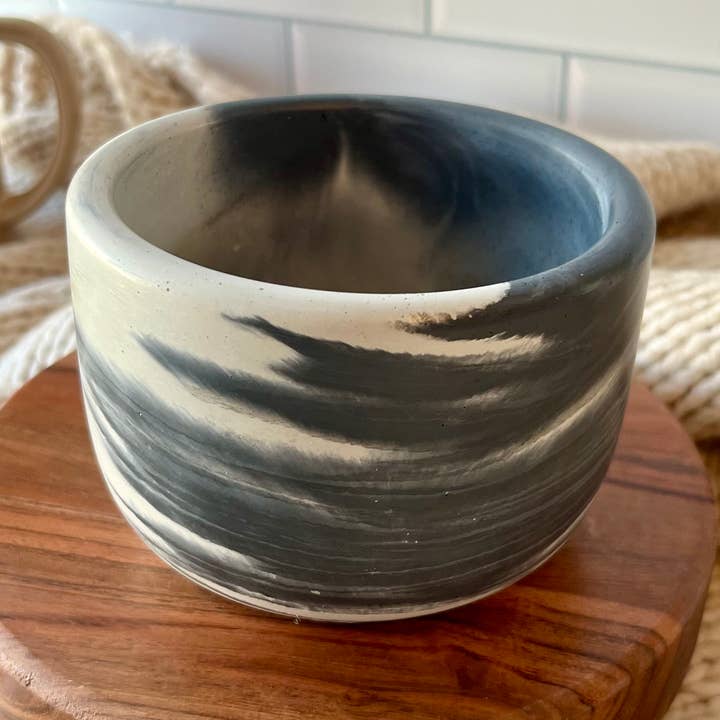 Black Marbled Concrete Candle Vessel - 12 oz | Modern Decor for wholesale by Bumblebee Candle Co.