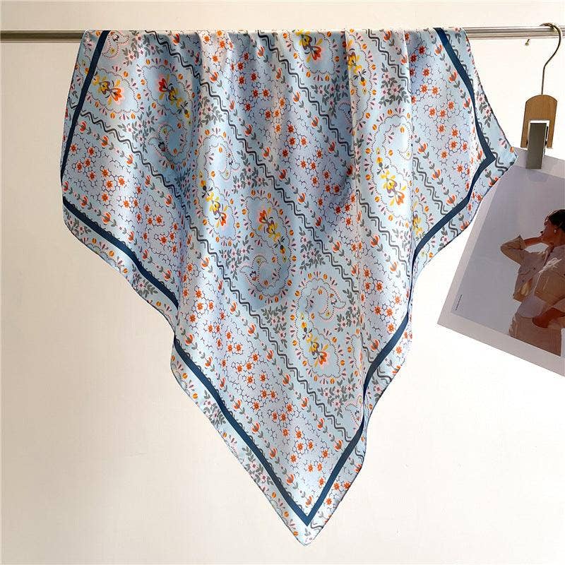 SueSilkHK - Wholesale Scarf - Women's - Summer Japanese prints 70cm square scarf, Silk textured scarf, Sun protection satin scarf, Neck scarf, Satin Shawl, Gift0