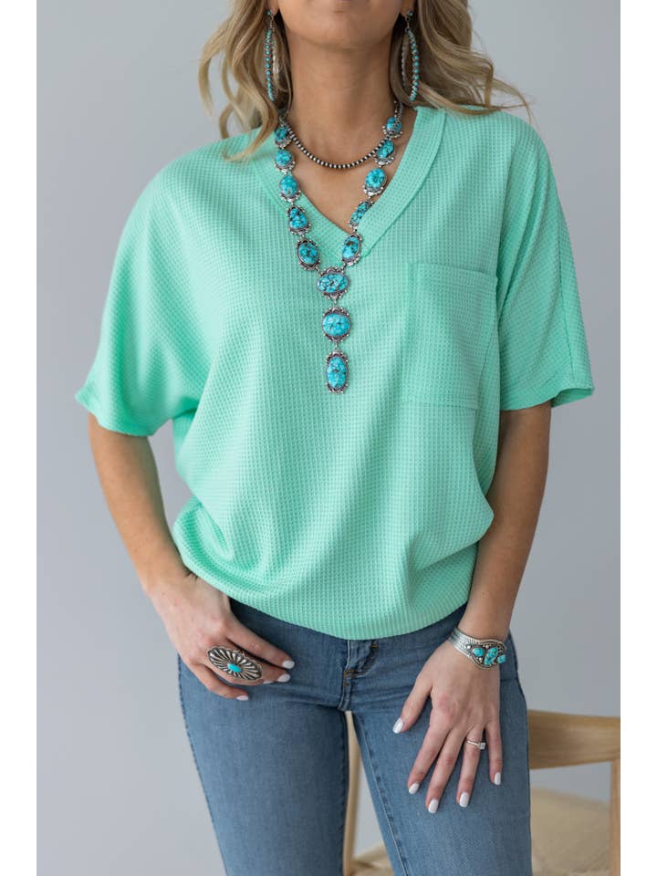 Andrée by Unit - Wholesale Knit Top - Women's - Two Tone Waffle V-Neck Dolman Sleeve Top