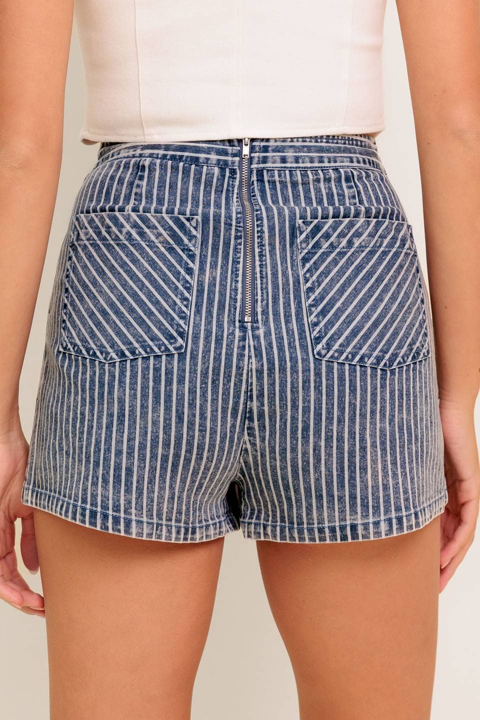BLUE WHITE A striped denim skort - IP8958 for wholesale on Faire2