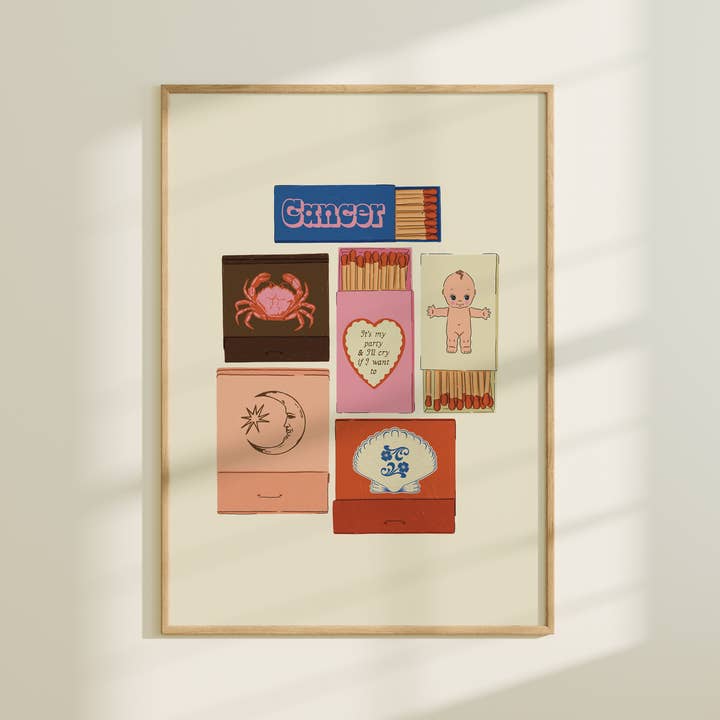 Artbaby & Co. - Wholesale Art Print - Zodiac Vintage Inspired Matchbook/Matchbox Prints