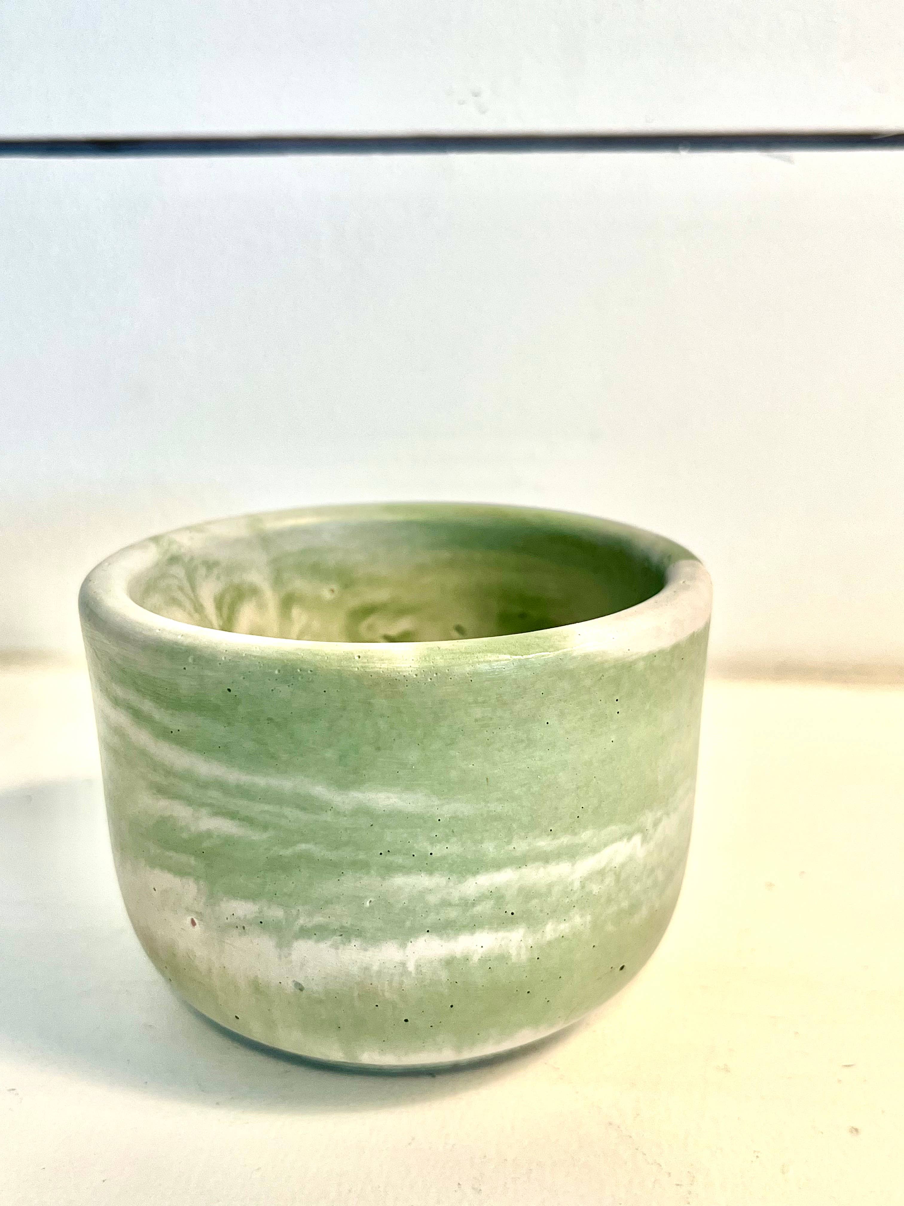 Bumblebee Candle Co. - Wholesale Candle Holder - Green Marbled Concrete Candle Vessel - 8 oz 5