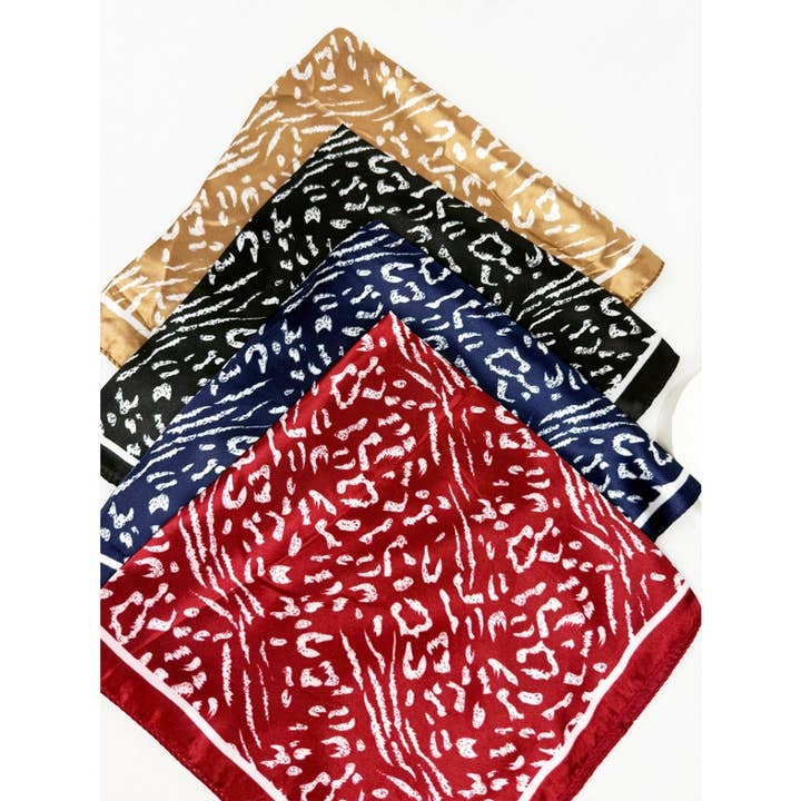 MIX COLOR Assorted Colors of Satin Leopard Print Scarf for wholesale on Faire
