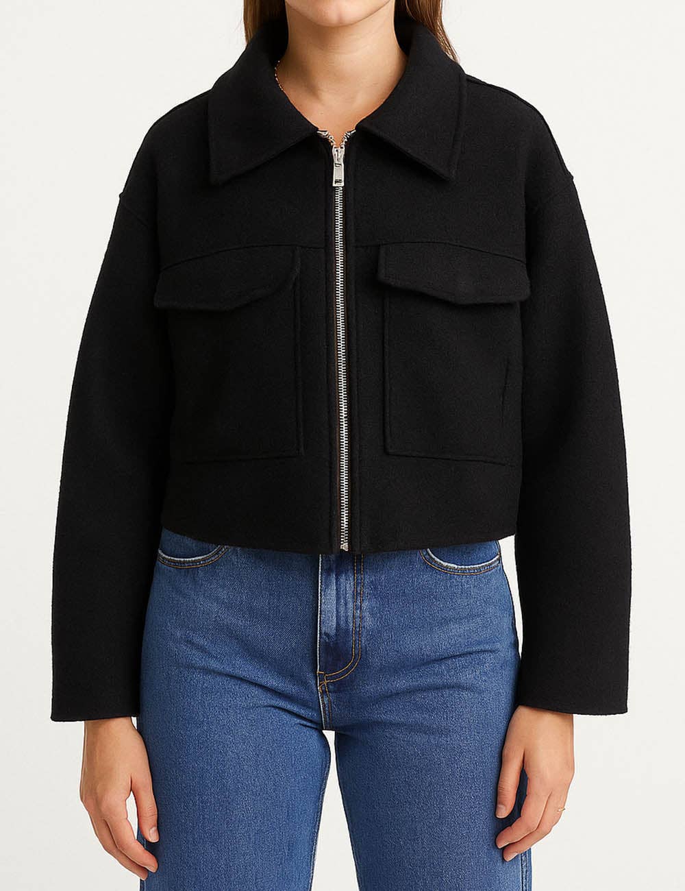 Sweetkama - Wholesale Jacket - Women's - Ladies Turn Down Collar Boxy Cropped Wool Blend Jacket15