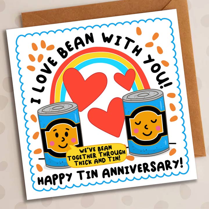 Anniversary Card – I Love Bean With You | Bean Tin Card for wholesale by Studio Arca