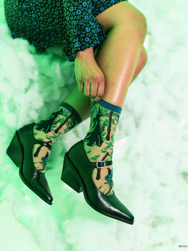 Wicked Elphaba Silhouette Transparente Crew-Socke für den Großhandel von Sock Candy