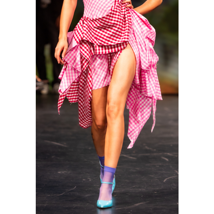 Sarah Borghi BRAVA blue sheer socks for wholesale on Faire1