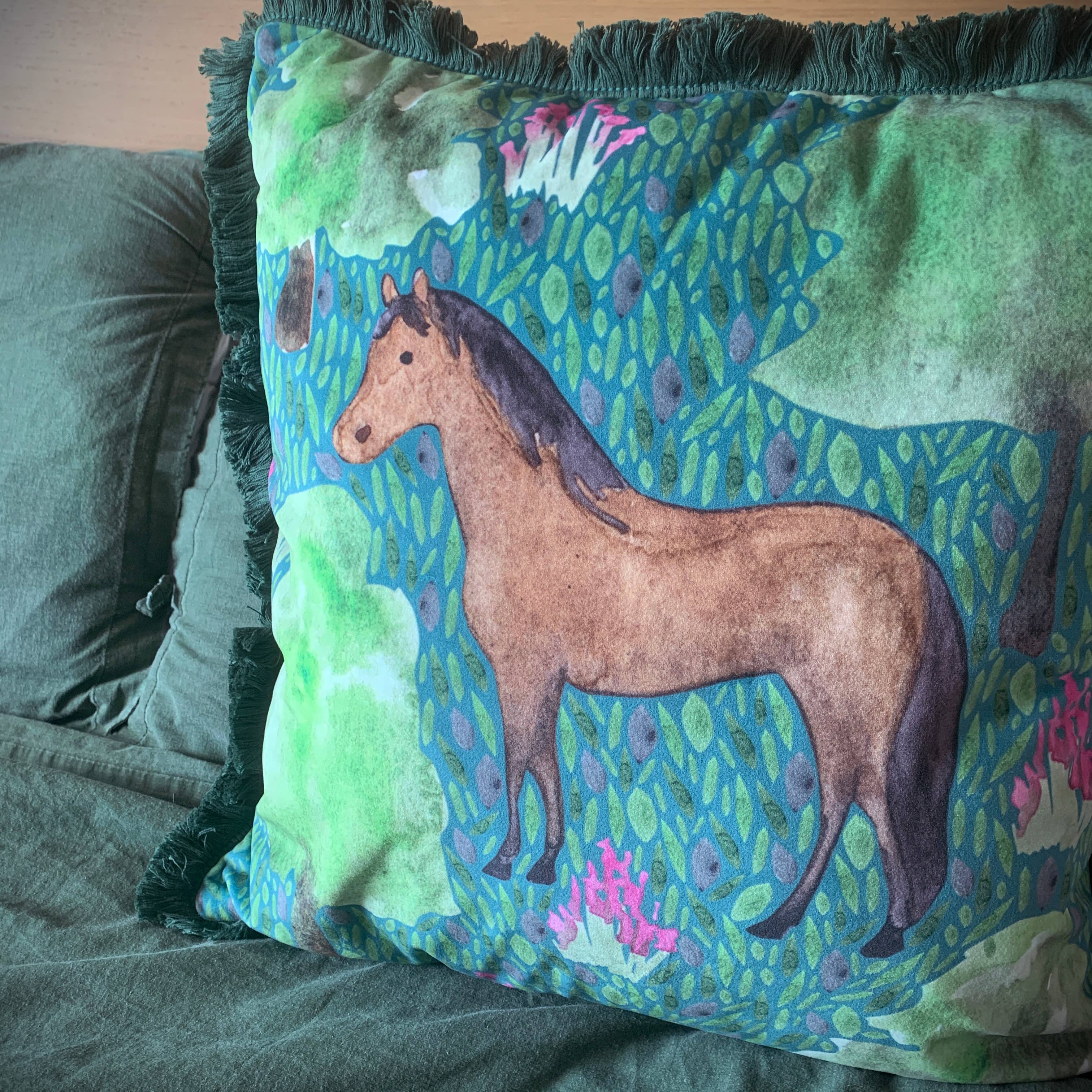 Samantha Hall Designs - Wholesale Throw/Decorative Pillow - Horse Velvet Cushion - Made to Order3