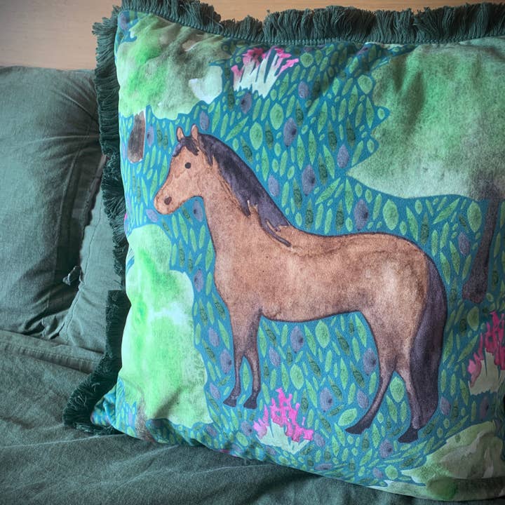 Samantha Hall Designs - Wholesale Throw/Decorative Pillow - Horse Velvet Cushion - Made to Order3