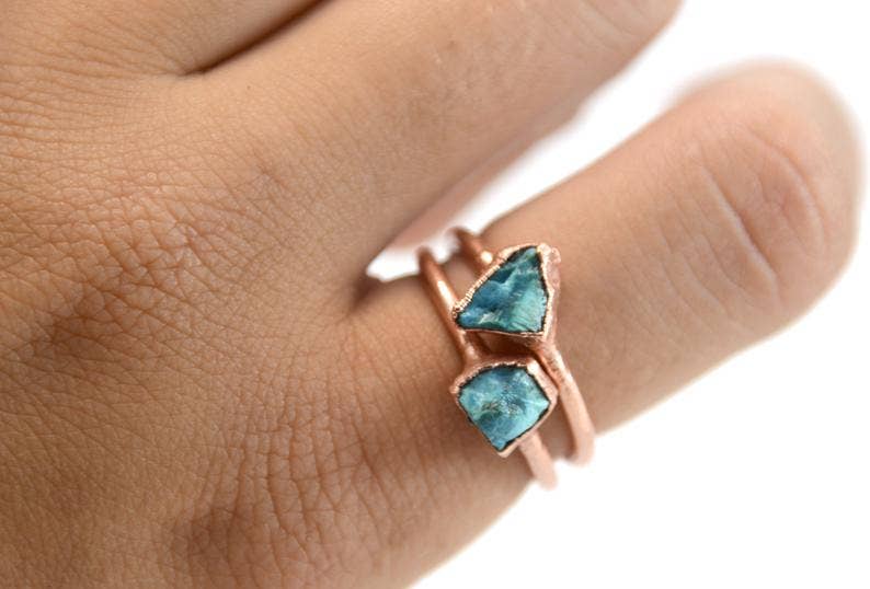 Daddy Daughter Jewelry – Großhandel Cocktail-/Statement-Ring – Roher Türkis-Kupfer-Ring | Türkis-Ring | Dez5