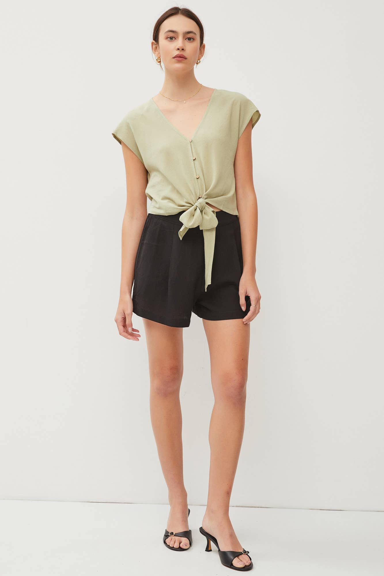 Be Cool - Wholesale Blouse - Women's - V-NECKLINE CAP SLEEVE TIE FRONT BLOUSE9