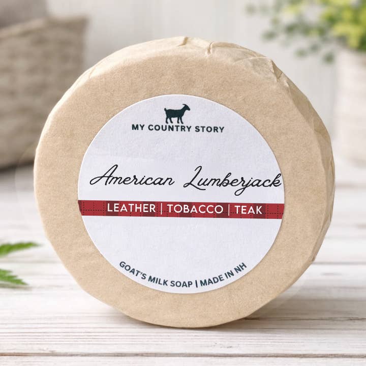 Amerikansk skogshuggare getmjölkstvål– Ekologiskt inslagen | 4oz stänger för wholesale av My Country Story