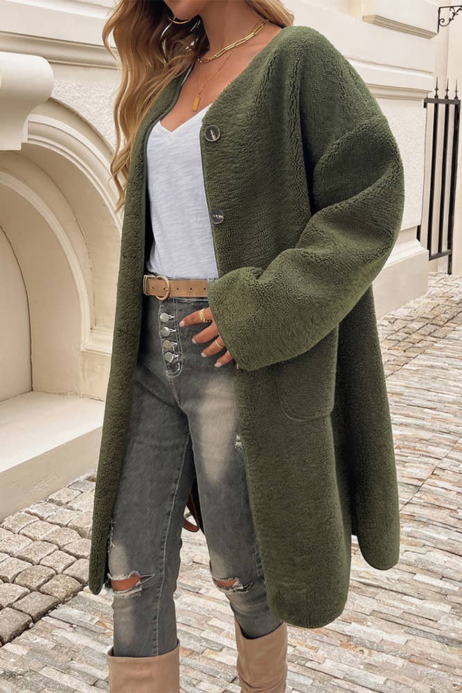 Aprikosen Fleecemantel mit offenen Fronttaschen DY204 für den Großhandel auf Faire8