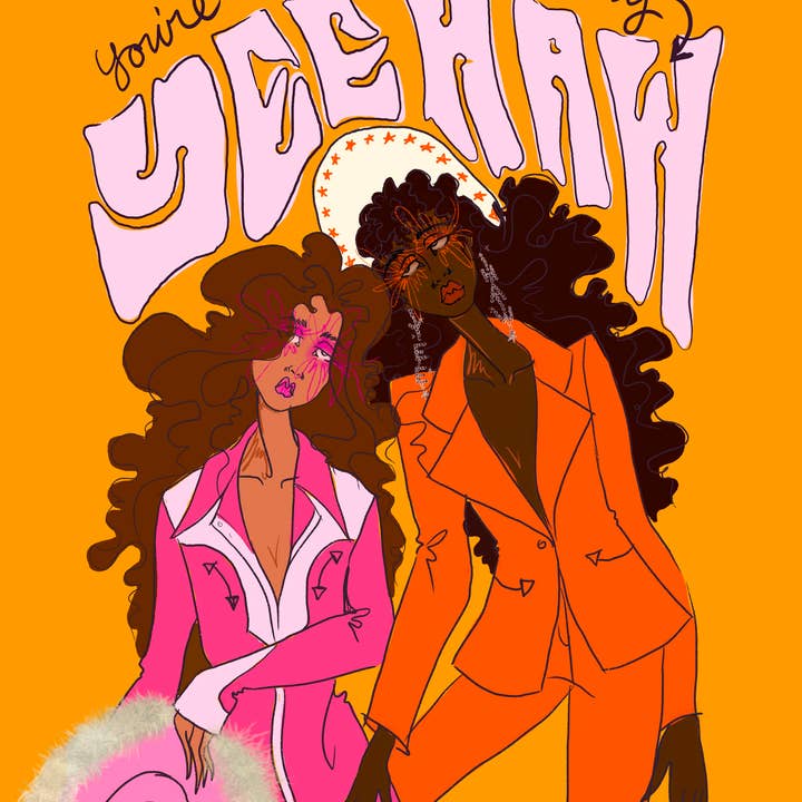 Rhinestone Rodeo Art - Vendita all'ingrosso Stampa artistica - You're the yee to my haw - stampa di cowgirls lesbiche colorate2