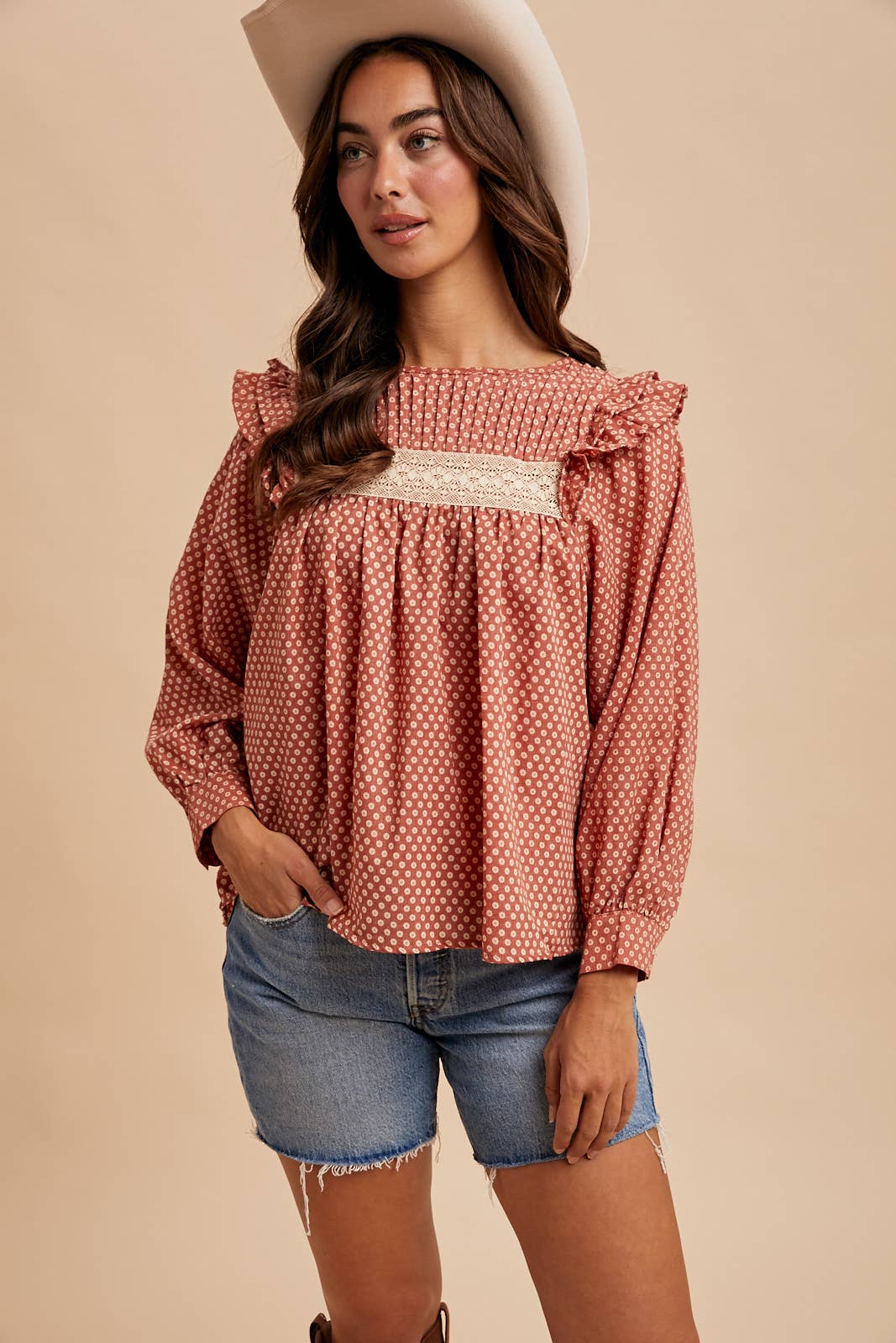 In Loom - Wholesale Blouse - Women's - PINTUCK SMOCK LONG SLEEVE BLOUSE7