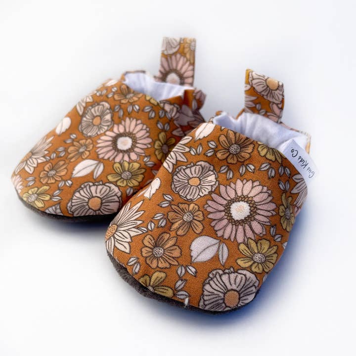 Autumn Retro Floral Baby Shoes for wholesale by Gus Kids Co.