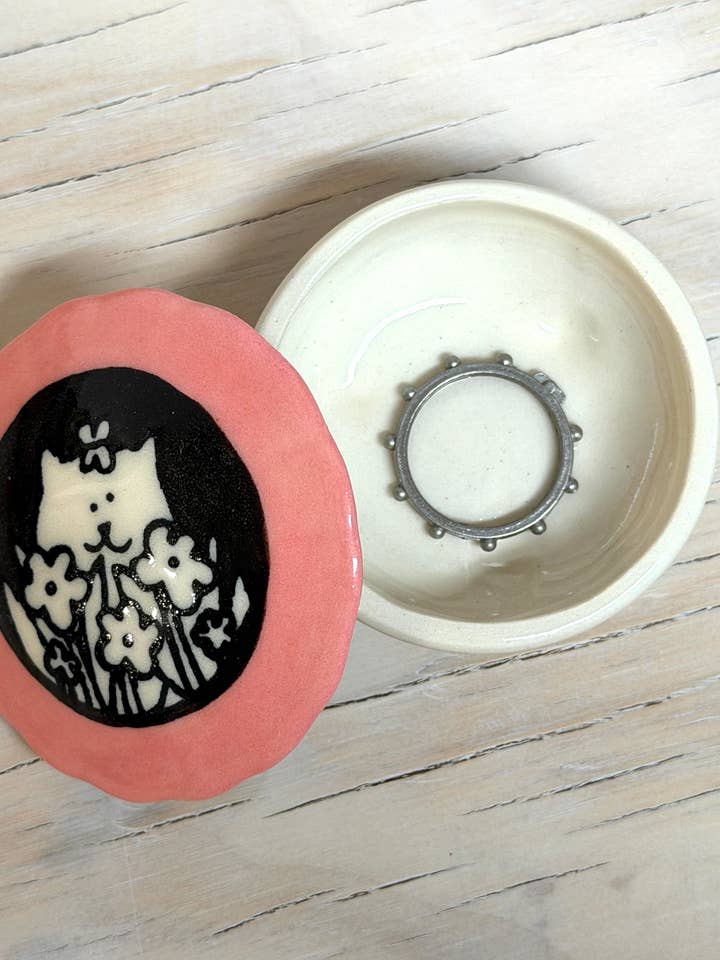 Bloemenkat Sieradendoos voor wholesale door Rolly Poly Studios