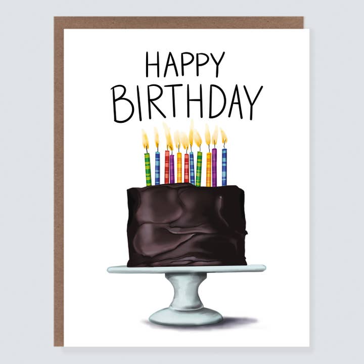 Morgan Swank Studio - Vente Cartes d'anniversaire - Carte d'anniversaire gâteau au chocolat