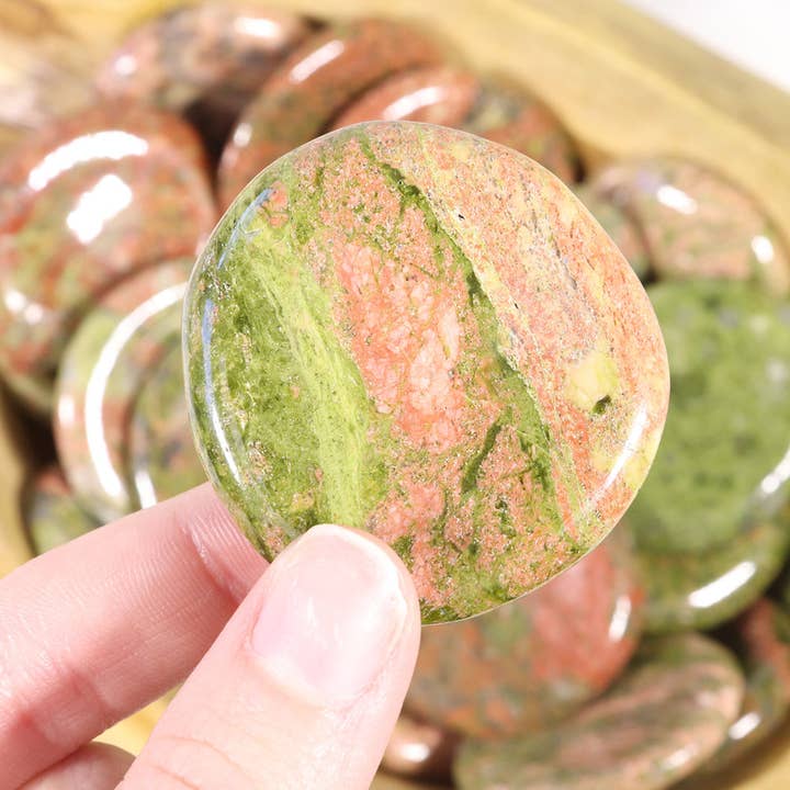 Natures Artifacts Inc - Wholesale Spiritual Stone/Crystal - Unakite Worry Stone - Unakite Thumb Stones4