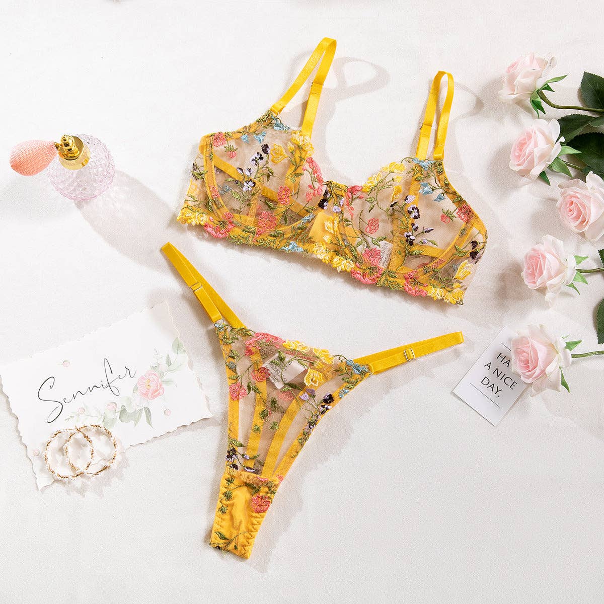 Sweetkama – wholesale Lingerie Set – women's – Sexy Ladies Floral Embroidery Lingerie Set R0031A3
