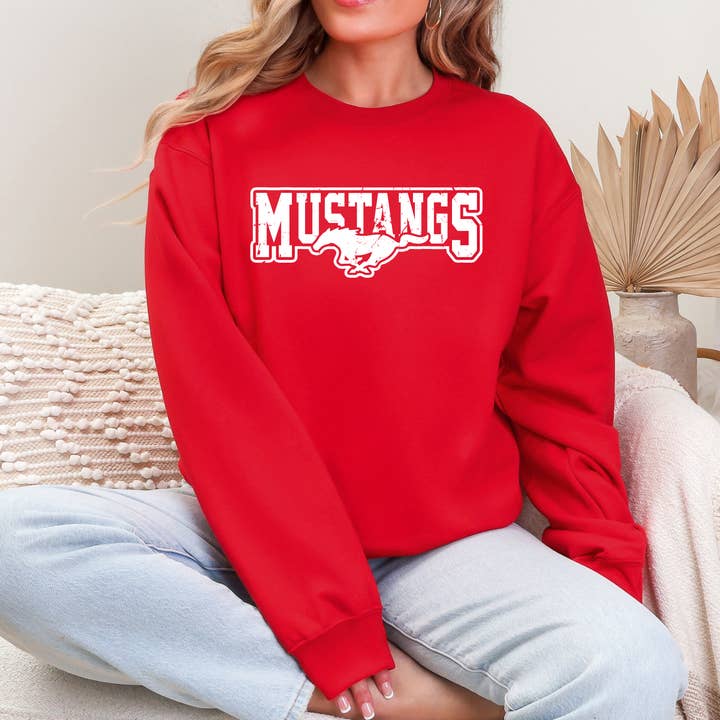 Felpa con Mascotte della Squadra dei Mustangs, Felpa con Mascotte per la vendita all'ingrosso da parte di Tee Story