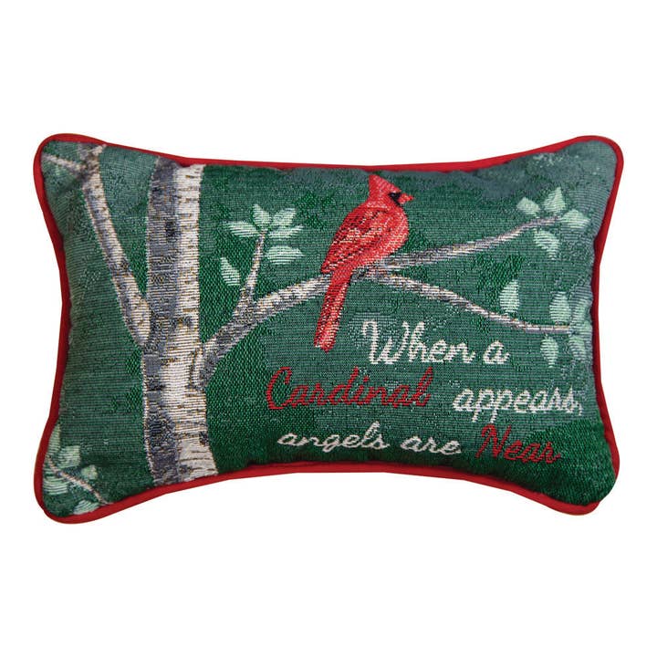 Manual Woodworkers and Weavers, Inc. - Wholesale Throw/Decorative Pillow - When A Cardinal Appears Word Pillow