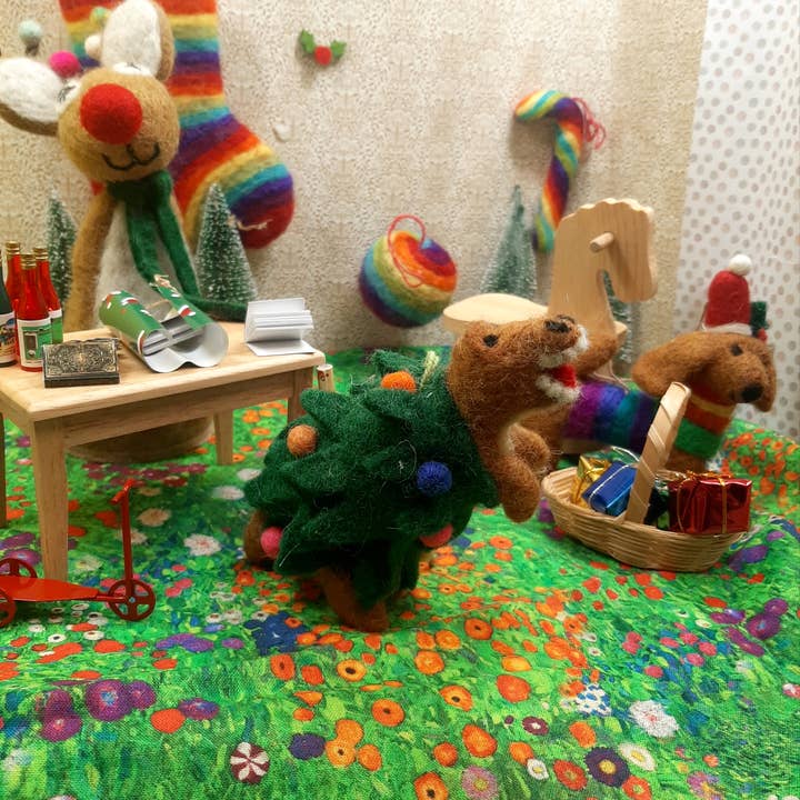 Felt So Good - Wholesale Ornament - Handmade Needle Felt Tree-Rex Hanging Christmas Dinosaur Dec2