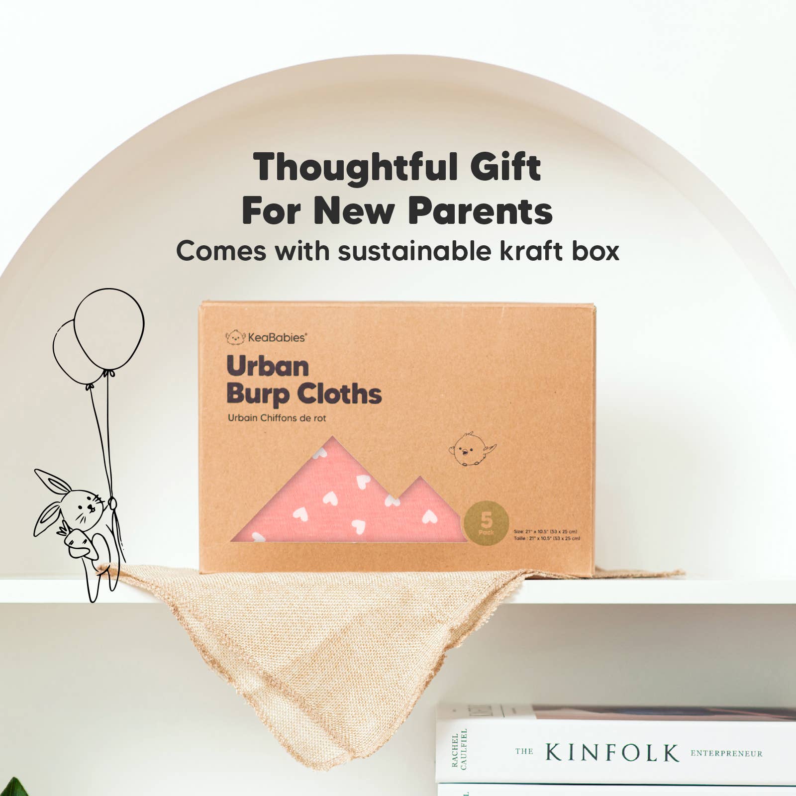 Sueños rosas Paquete de 5 paños para eructos Urban de KeaBabies de venta al por mayor en Faire7