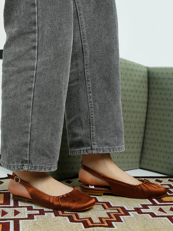 Cheeni Satin Square Toe Flat Slingbacks for wholesale by Rag Company