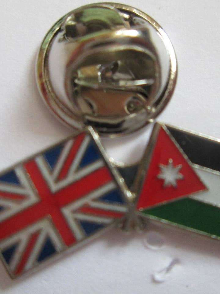 Jordan & Uk Friendship Enamel Metal Lapel Pin for wholesale by jungle brands ltd