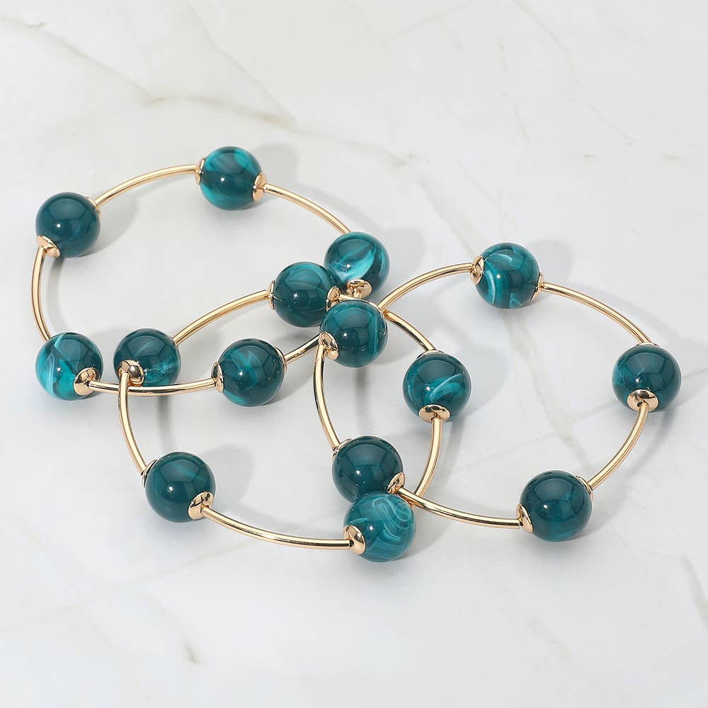 Sensibling Corp. - Wholesale Jewelry Set - 3PCS - Round Ball Wire Beaded Stretch Multi Layered Bracelets12