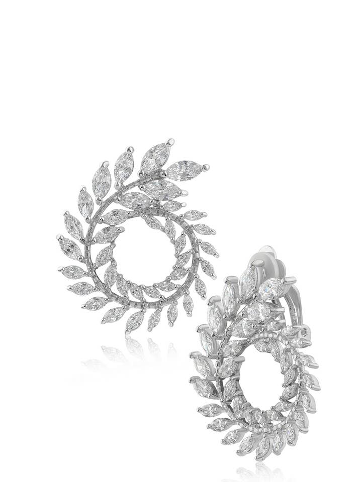 Marquise CZ Foliage Spiral øreringe for engroshandel hos CZ by Kenneth Jay Lane