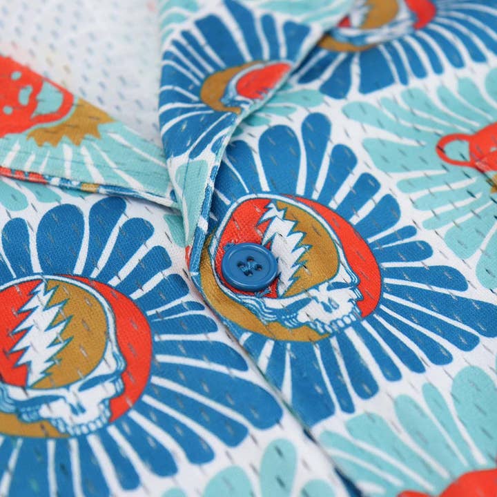 Section 119 - Wholesale Button Down Shirt - Men's - Grateful Dead | Mesh Button Down | Teal & Orange Bears
