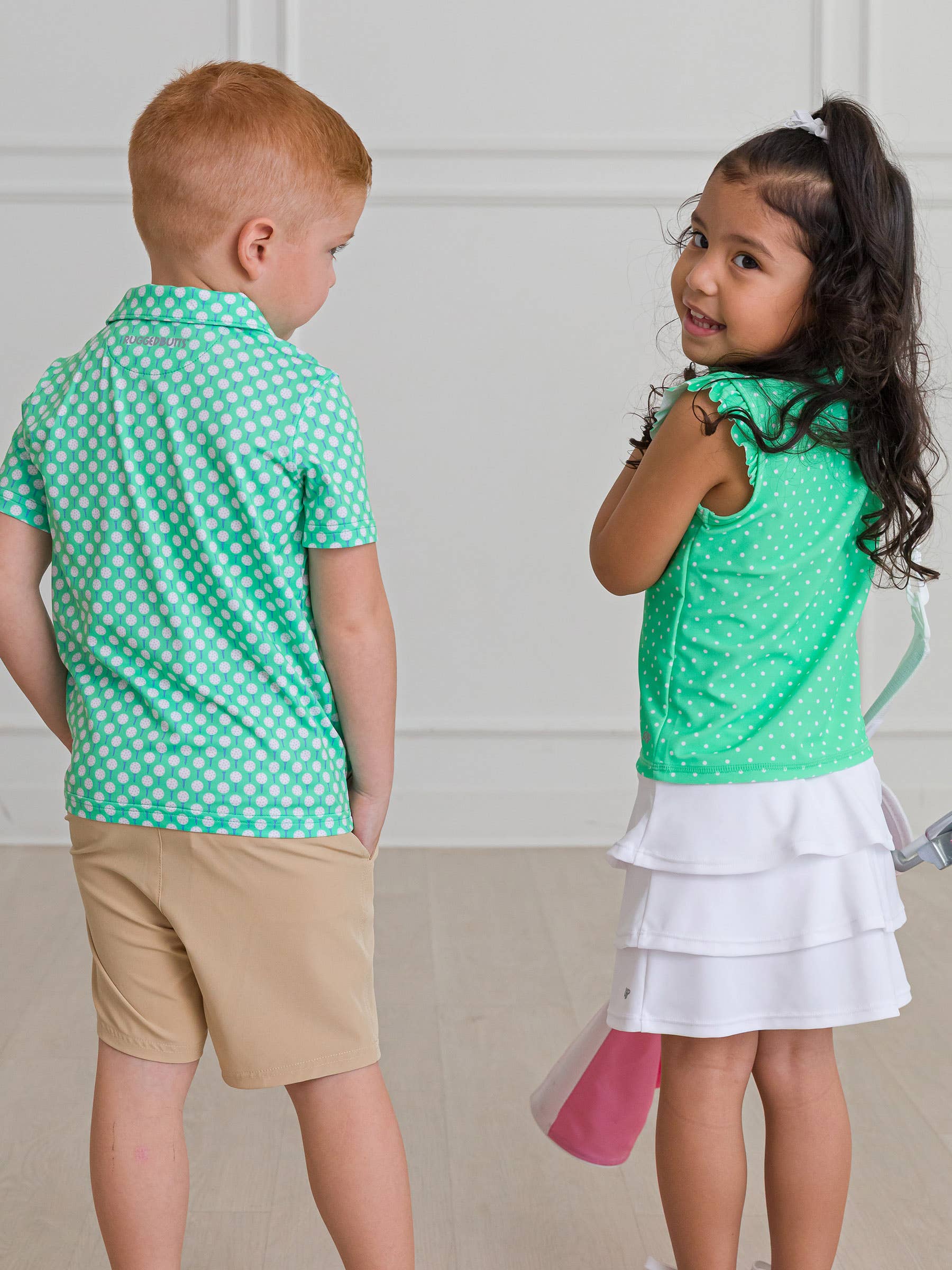 Verde Top Ativo Sem Mangas com Fecho e Folho de Primavera para Meninas com Micro Pontos para venda a revendedores na Faire5