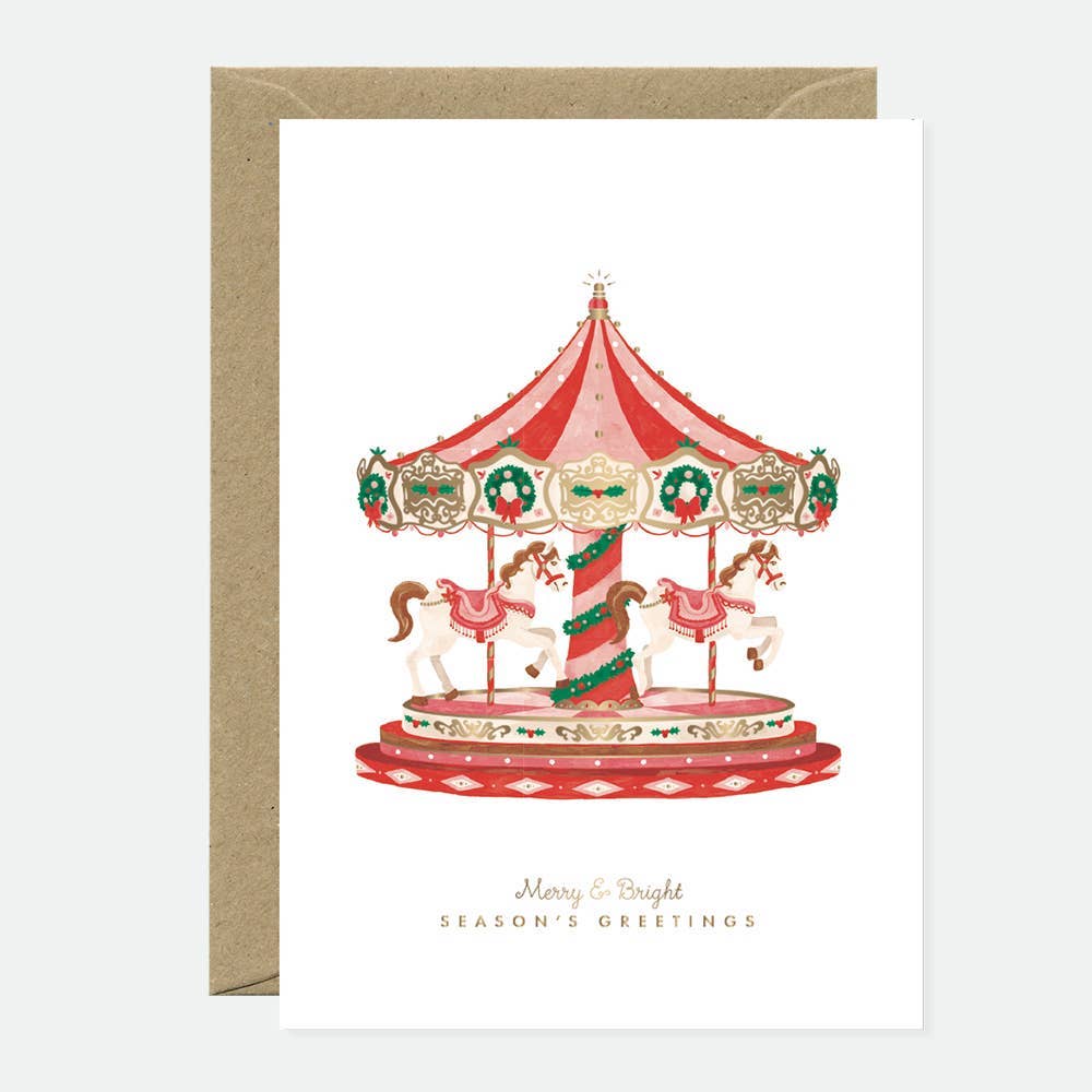 ALL THE WAYS TO SAY - Europe – Engroshandel Årstidshilsenkort – Carrousel - hilsen kort - guldfolie0