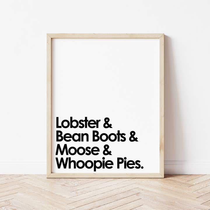 Gert & Co - Wholesale Art Print - Lobster, Bean Boots, Moose, & Whoopie Pies Maine Art Print