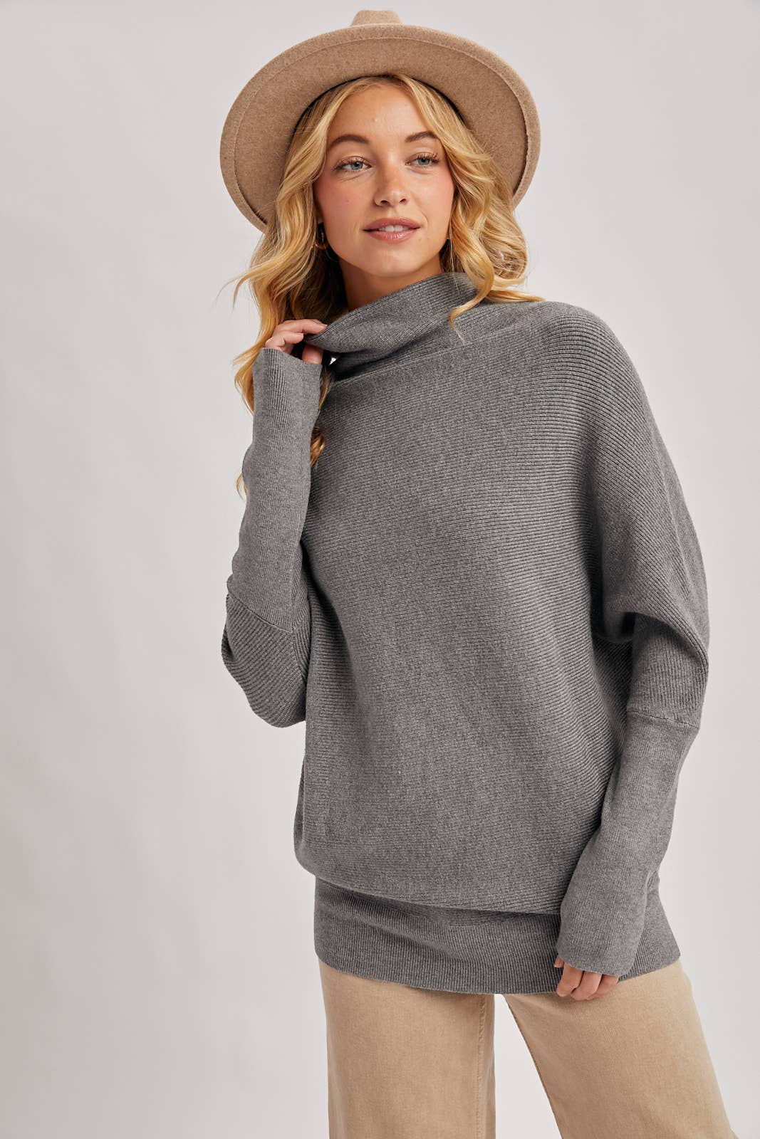 Bluivy - Wholesale Knit Sweater - Women's - SLOUCH NECK DOLMAN SLEEVED PULLOVER23