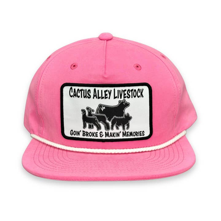 "Vee"- CA 256 Roze/Witte Touw, Snapback Pet (2025) voor wholesale door Cactus Alley Hat Co.
