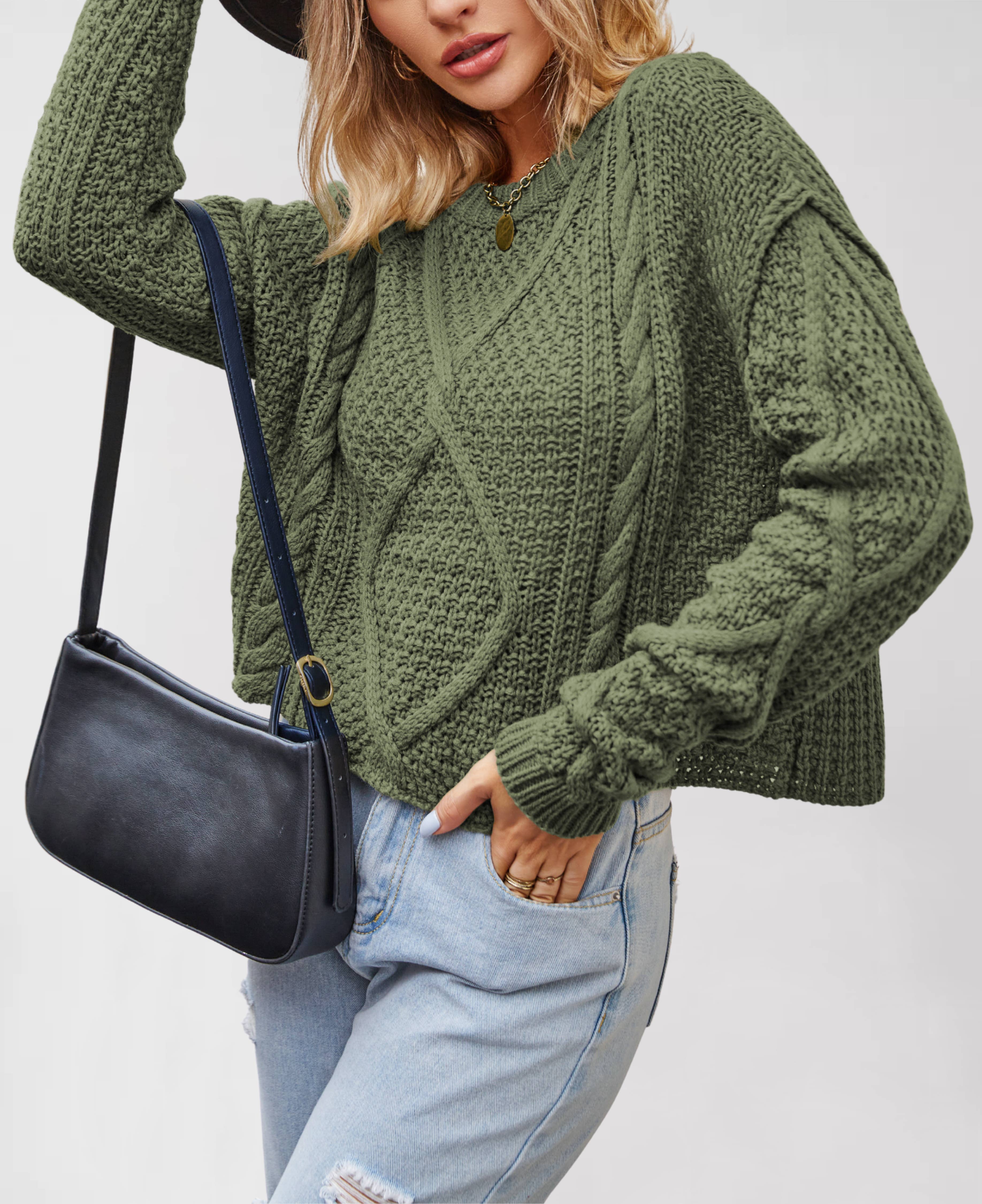 Hope & Sunshine - Wholesale Knit Sweater - Women's - Chunky Cable Knit Pullover Sweater15