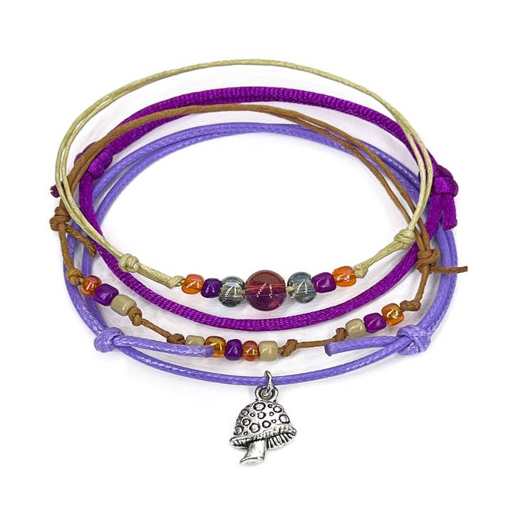 Mushroom Bracelets, Shroom Orange Bracelet, Purple Jewelry for wholesale by O Yeah Gifts