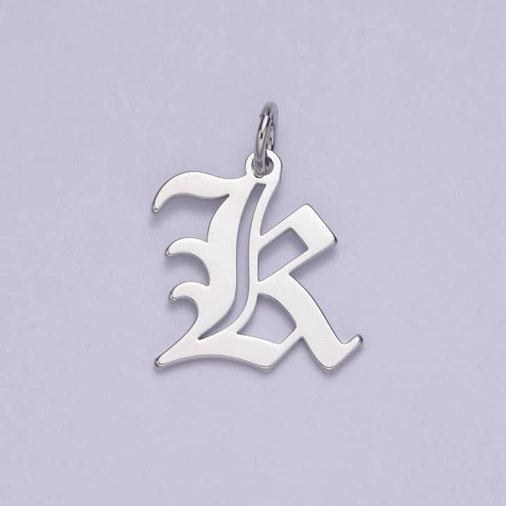 Aim Eternal - Wholesale Individual Charm/Pendant - Gothic Letter Charm, Alphabet Charm, Silver Letter Charm, 26 Letters Initial Charms Old English Letter Pendant A690~A70210