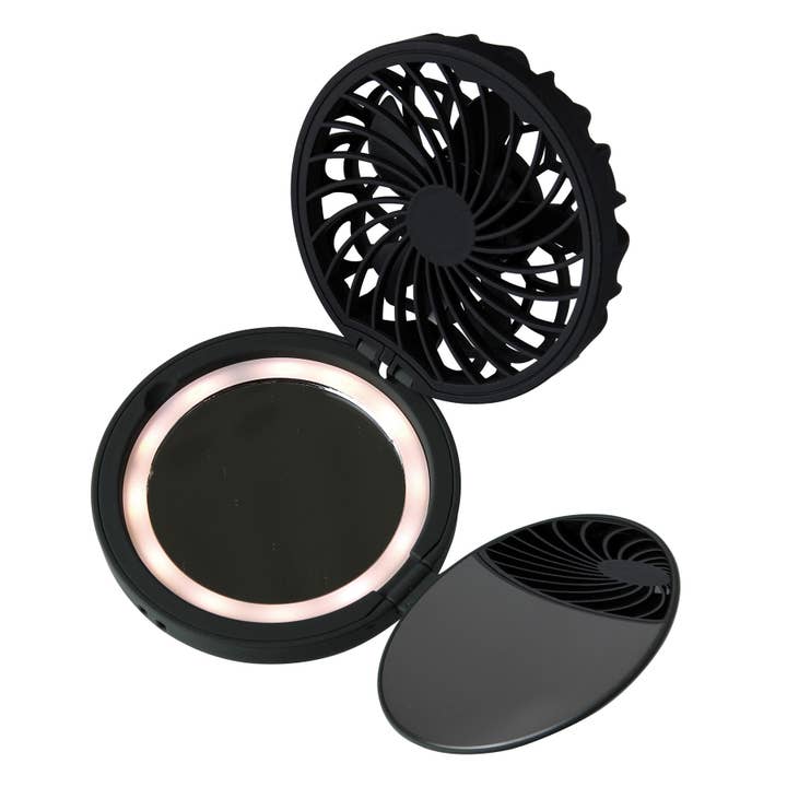 Time Concept - Wholesale Compact Mirror - Illuminated Mirror Compact with Personal 3 in 1 Wearable Fan