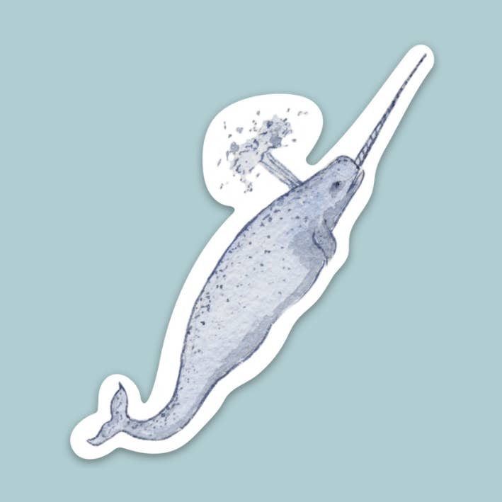 Pegatina de narval, pegatina de acuarela, vinilo impermeable para venta al por mayor de Little Harbor Studio